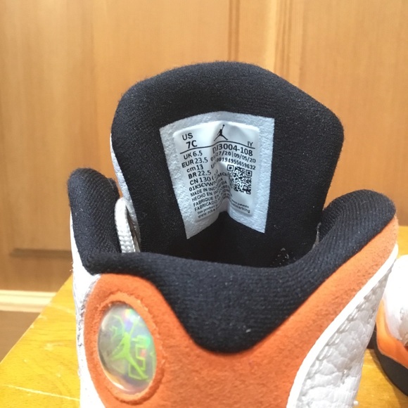 Nike Air Jordan 13 "Starfish" White Orange Retro TD Size 7C PS DJ3004-108 - Picture 4 of 7